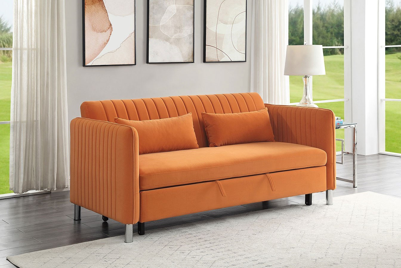 Get ★ Greenway Convertible Studio Sofa w/ Pull-out Bed (Orange) at ...