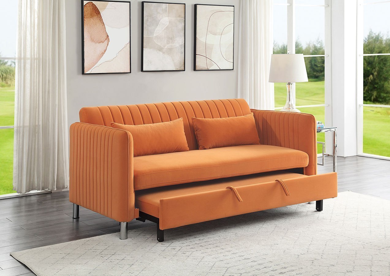 Get ★ Greenway Convertible Studio Sofa w/ Pull-out Bed (Orange) at ...